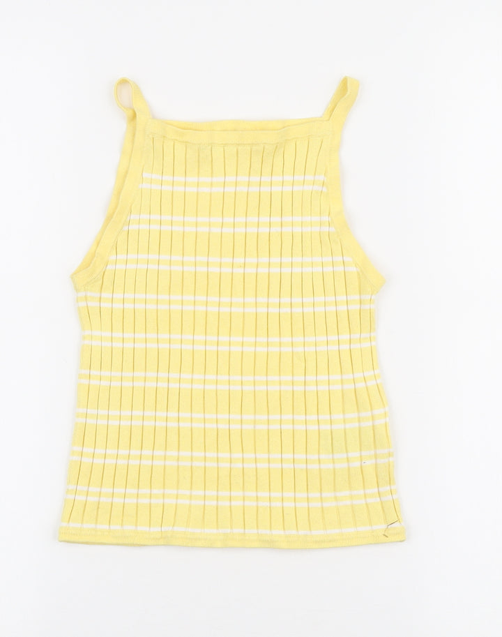 H&M Girls Yellow Striped Camisole Tank Size 10-11 Years Square Neck