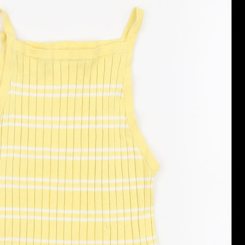 H&M Girls Yellow Striped Camisole Tank Size 10-11 Years Square Neck