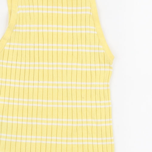H&M Girls Yellow Striped Camisole Tank Size 10-11 Years Square Neck