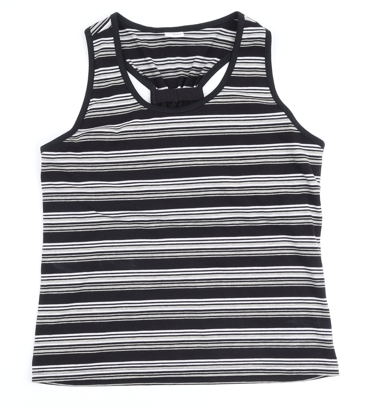 Ethel Austin Womens Black Striped Polyester Camisole Tank Size 16 Round Neck