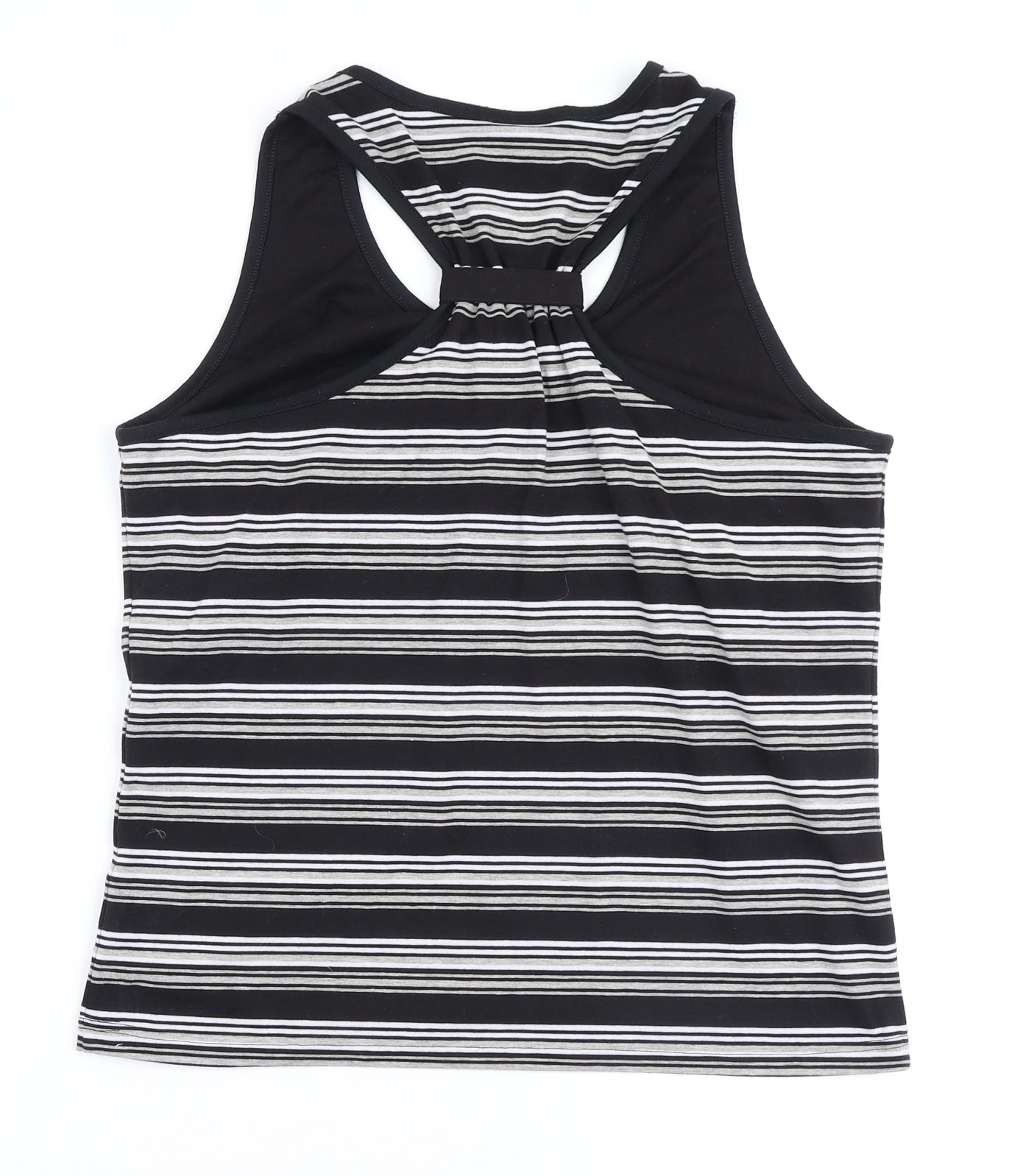 Ethel Austin Womens Black Striped Polyester Camisole Tank Size 16 Round Neck