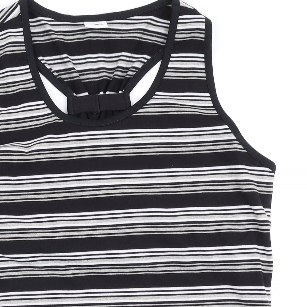 Ethel Austin Womens Black Striped Polyester Camisole Tank Size 16 Round Neck
