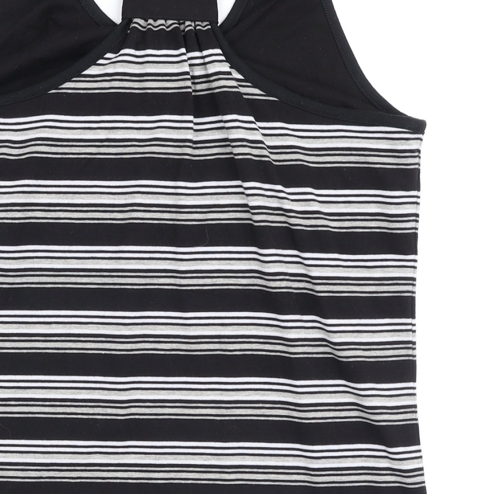 Ethel Austin Womens Black Striped Polyester Camisole Tank Size 16 Round Neck