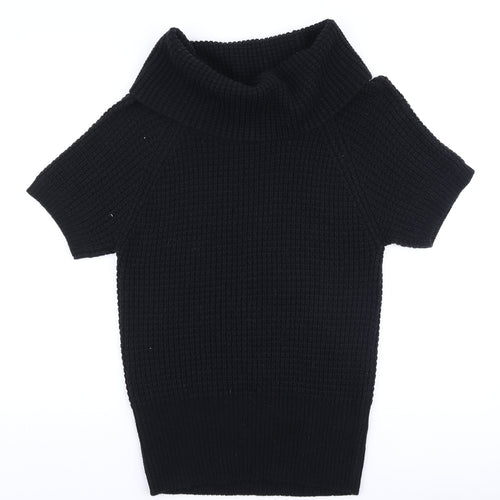 ESMARA Womens Black Polyester Basic T-Shirt Size M Roll Neck