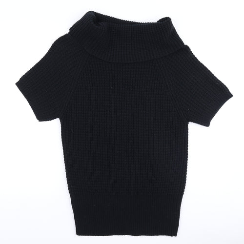 ESMARA Womens Black Polyester Basic T-Shirt Size M Roll Neck