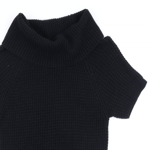 ESMARA Womens Black Polyester Basic T-Shirt Size M Roll Neck