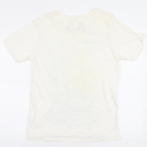 footasylum Womens Ivory Cotton Basic T-Shirt Size M Round Neck - Sail Boat