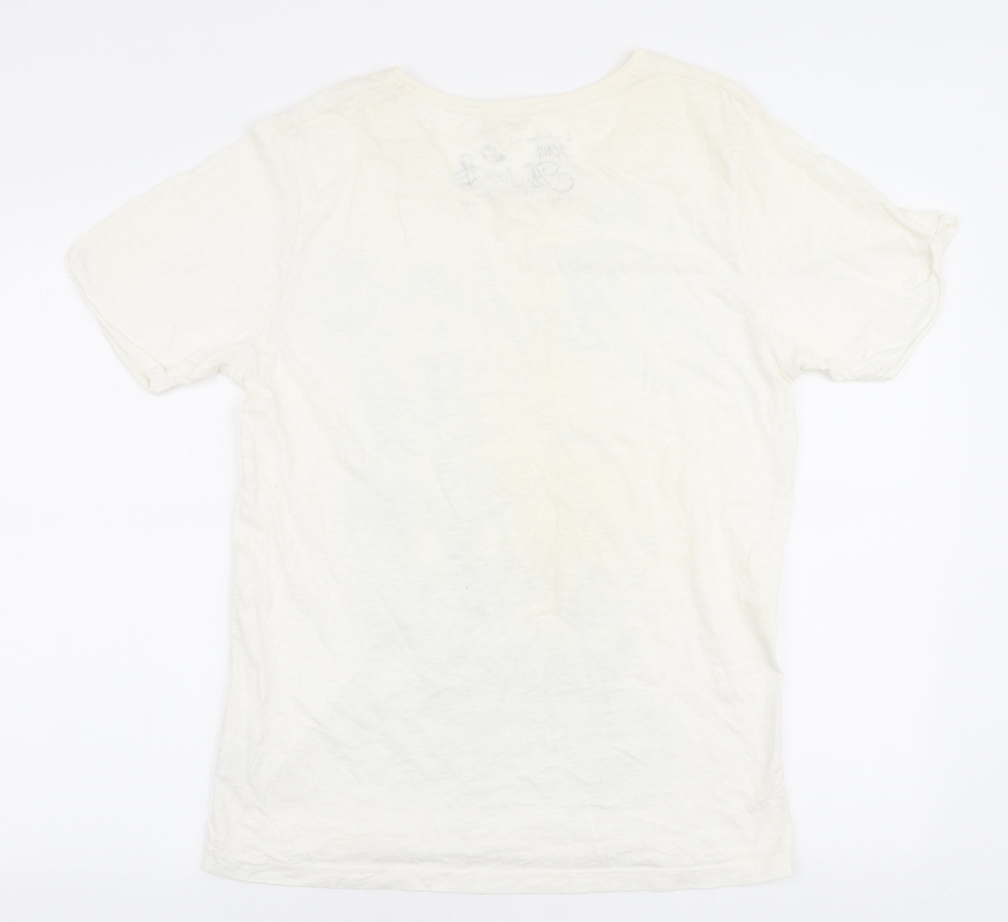 footasylum Womens Ivory Cotton Basic T-Shirt Size M Round Neck - Sail Boat