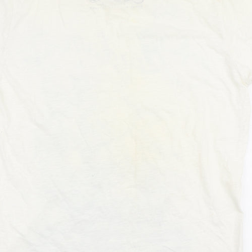 footasylum Womens Ivory Cotton Basic T-Shirt Size M Round Neck - Sail Boat