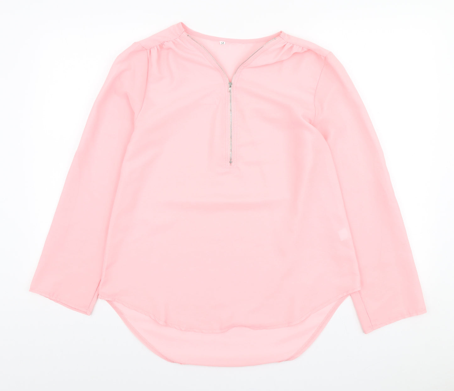 Preworn Womens Pink Polyester Basic Blouse Size M V-Neck