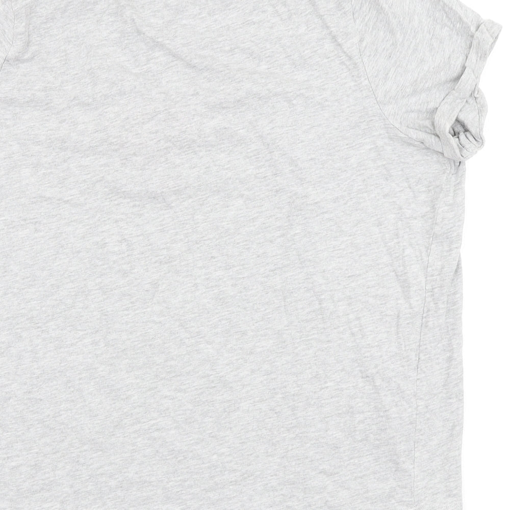 TU Womens Grey Cotton Basic T-Shirt Size 18 Round Neck - Embroidered Flowers