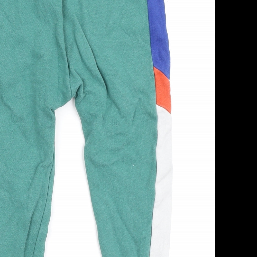 NEXT Boys Green Colourblock Cotton Jogger Trousers Size 2-3 Years Regular Drawstring