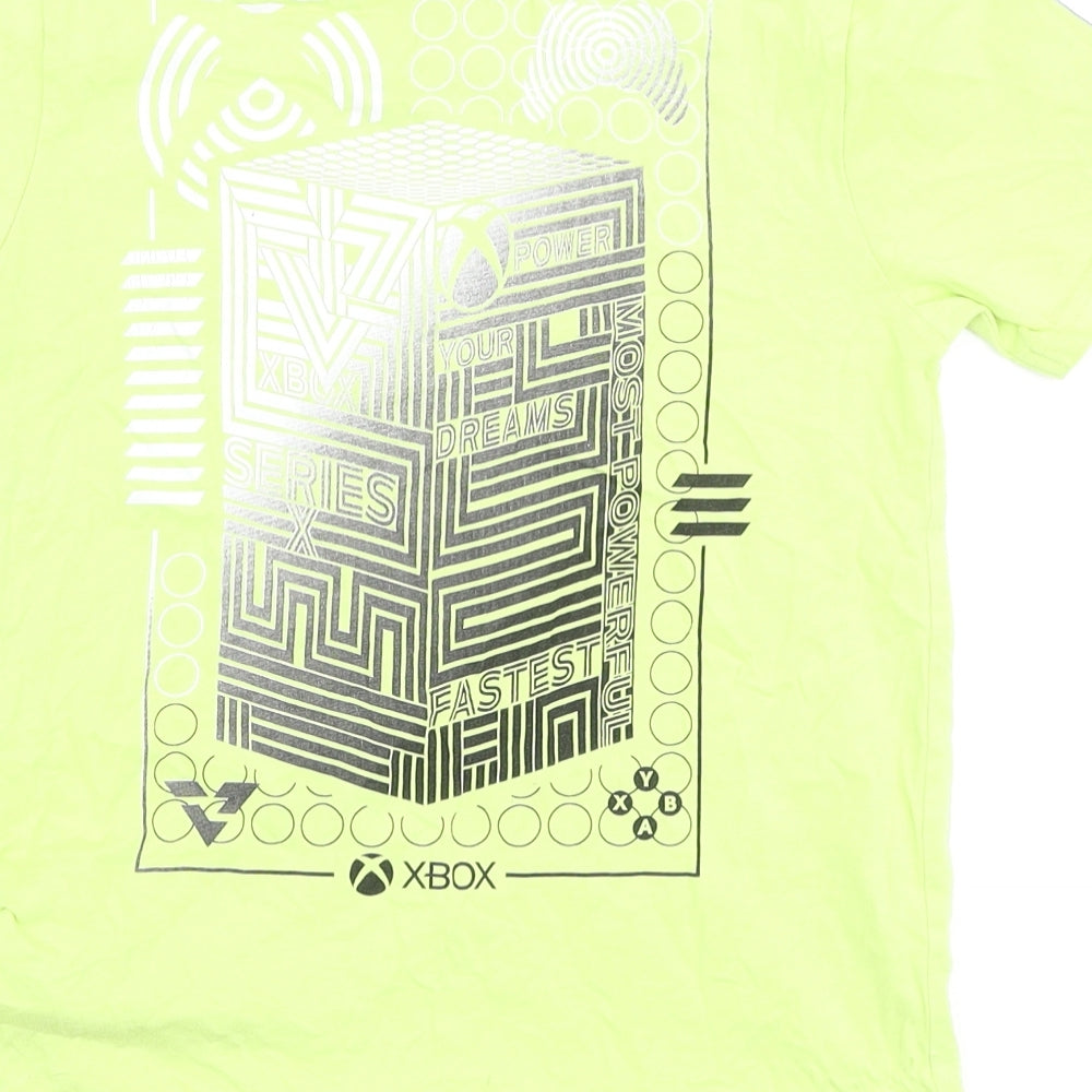 Primark Boys Green Cotton Basic Polo Size 8-9 Years Round Neck - Xbox