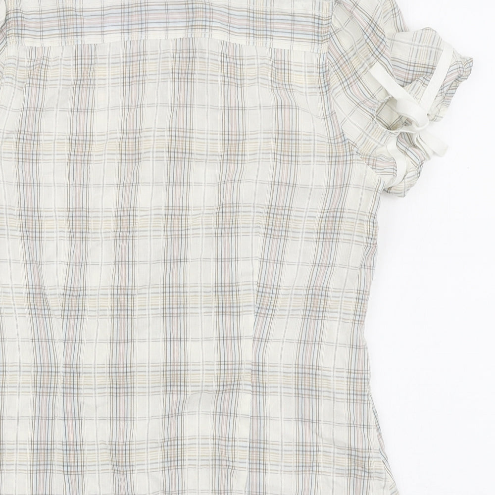 George Womens Ivory Plaid Cotton Basic Button-Up Size 12 Collared