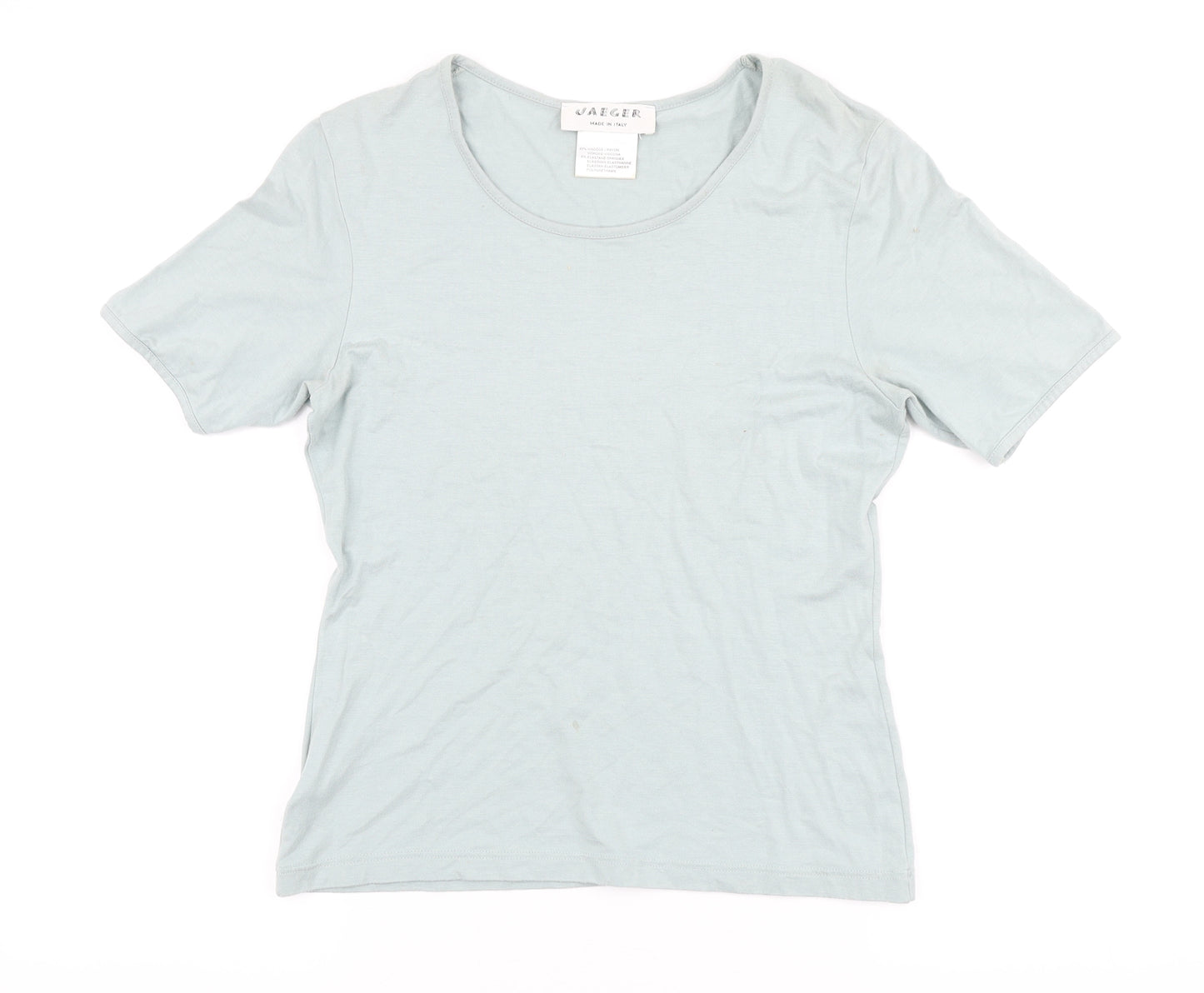Jaeger Womens Blue Viscose Basic T-Shirt Size S Round Neck