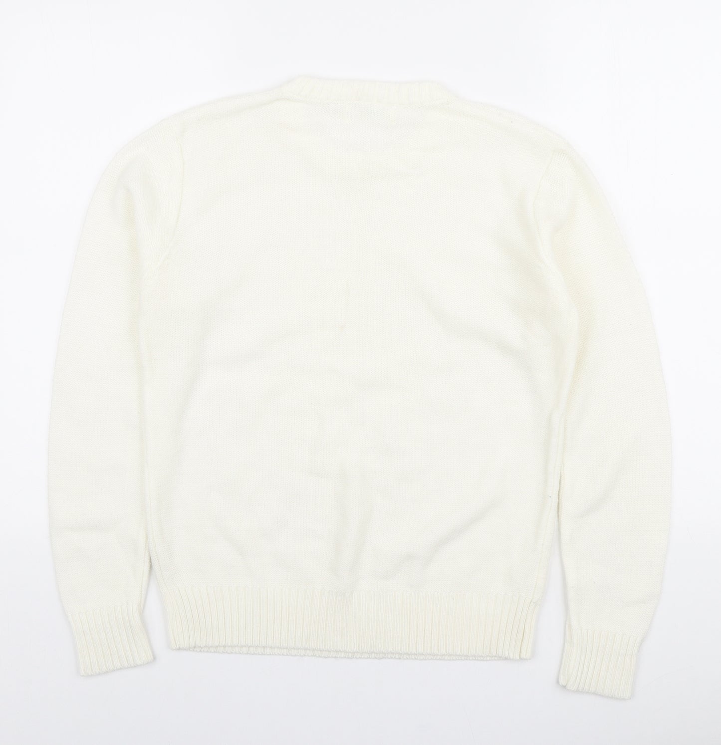 Jonathan Miller Womens Ivory Round Neck Acrylic Pullover Jumper Size M