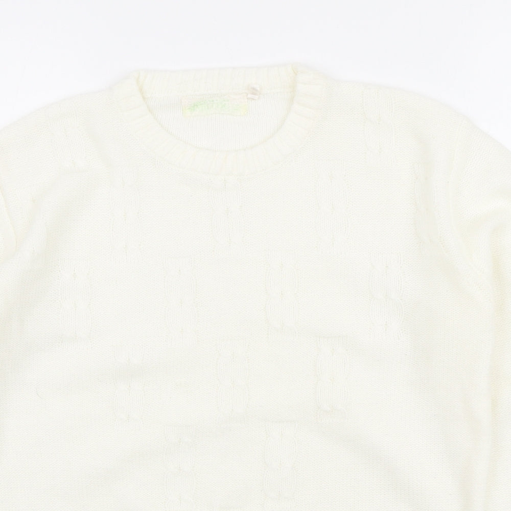 Jonathan Miller Womens Ivory Round Neck Acrylic Pullover Jumper Size M