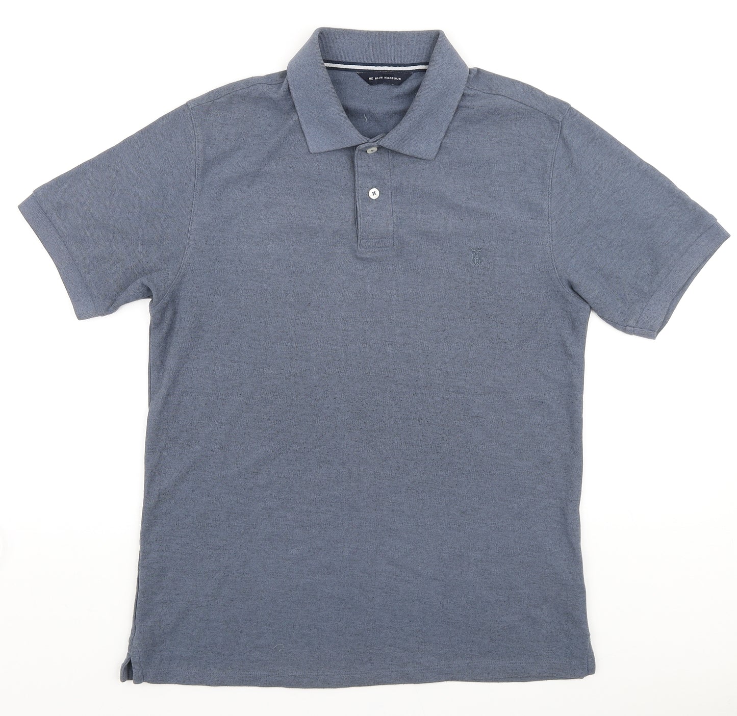 Marks and Spencer Mens Blue Cotton Polo Size S Collared Button