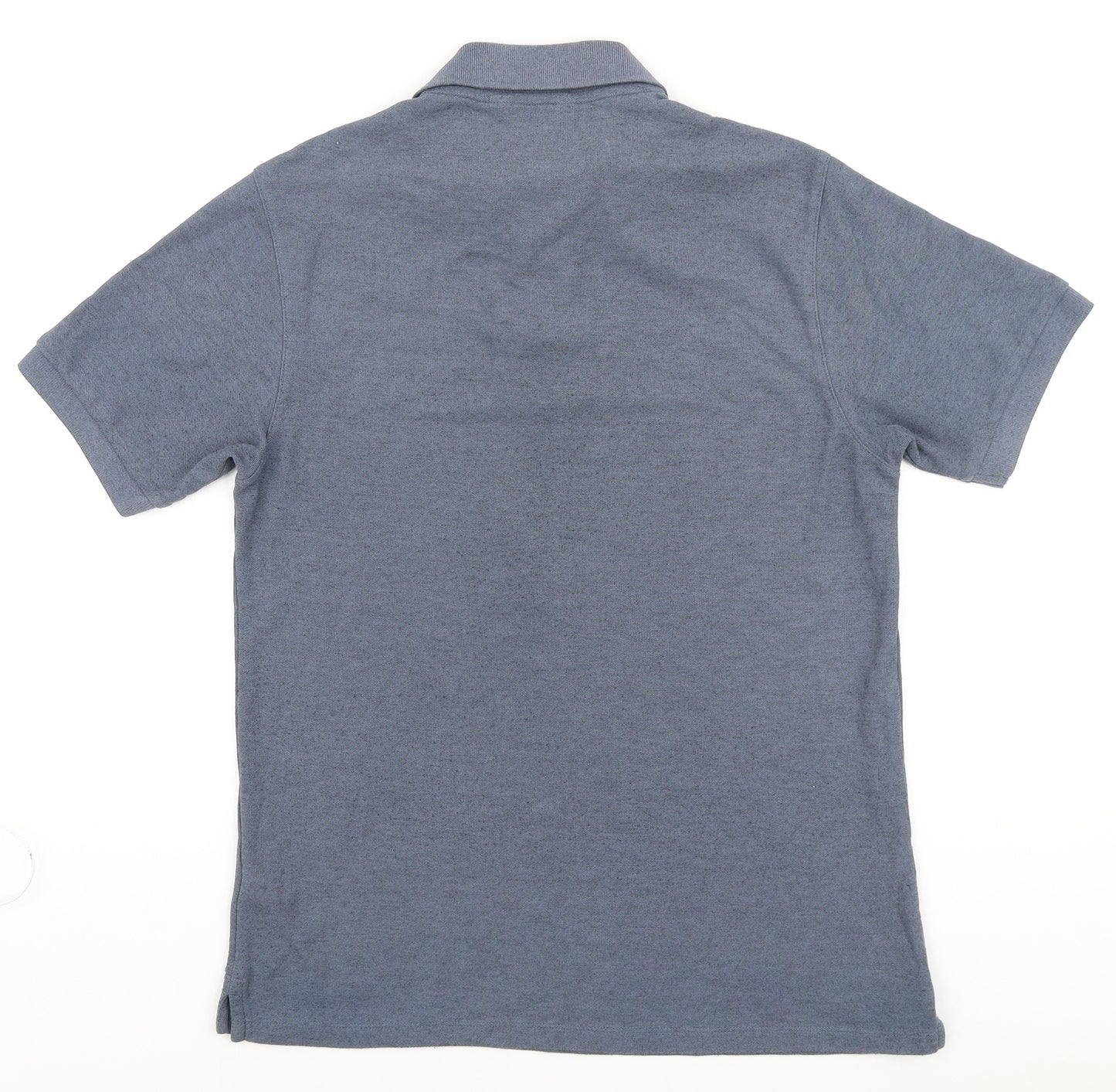Marks and Spencer Mens Blue Cotton Polo Size S Collared Button