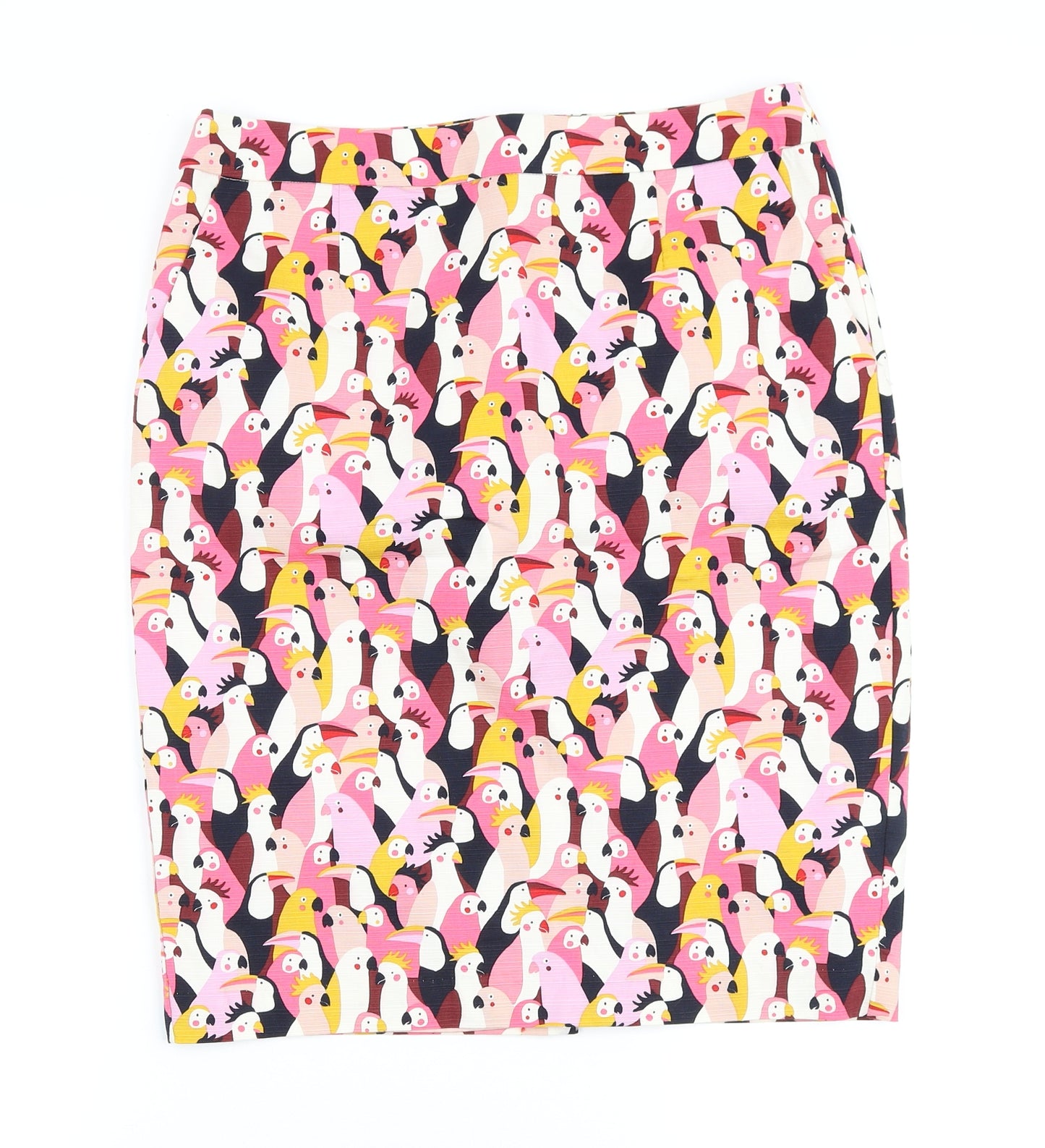 Boden Womens Pink Geometric Polyester Straight & Pencil Skirt Size 12 Zip - Parrot print