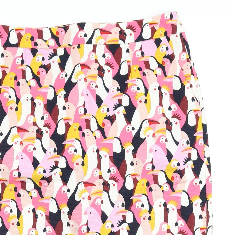 Boden Womens Pink Geometric Polyester Straight & Pencil Skirt Size 12 Zip - Parrot print