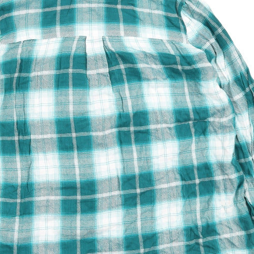 George Womens Blue Plaid Viscose Basic Button-Up Size 16 Collared