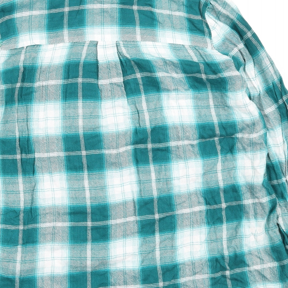 George Womens Blue Plaid Viscose Basic Button-Up Size 16 Collared