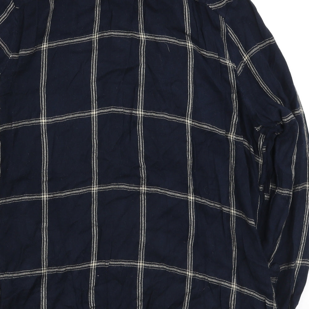 George Womens Blue Plaid Viscose Basic Button-Up Size 16 Collared