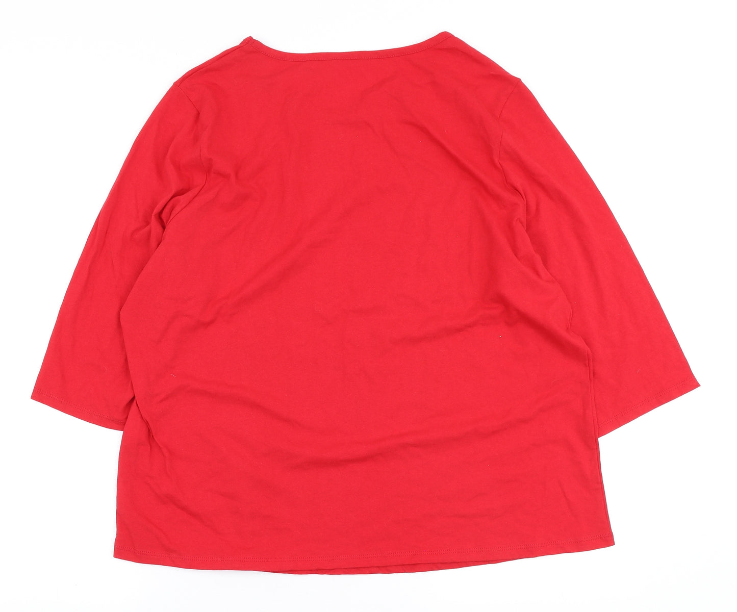 Preworn Womens Red Cotton Basic T-Shirt Size M Round Neck