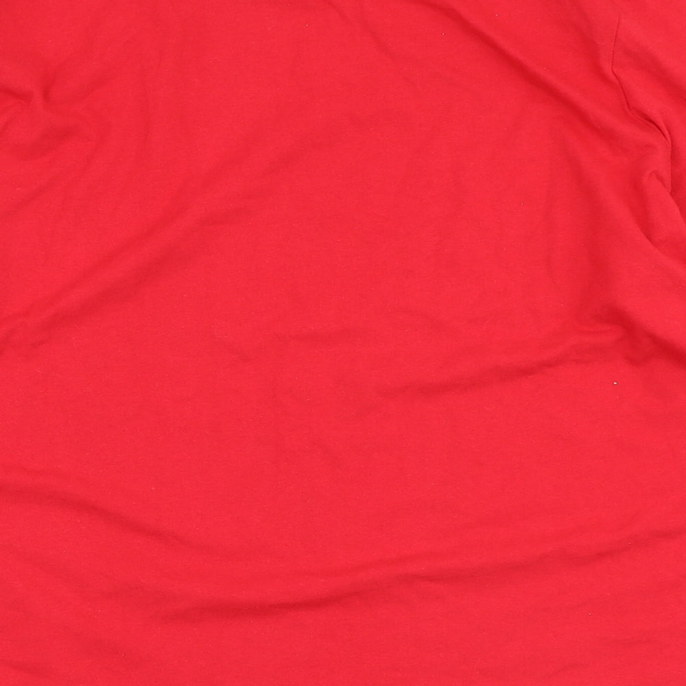 Preworn Womens Red Cotton Basic T-Shirt Size M Round Neck