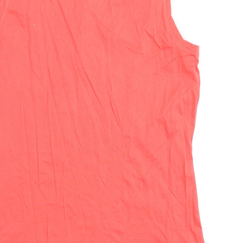 Lands' End Womens Pink Cotton Basic Tank Size M Round Neck