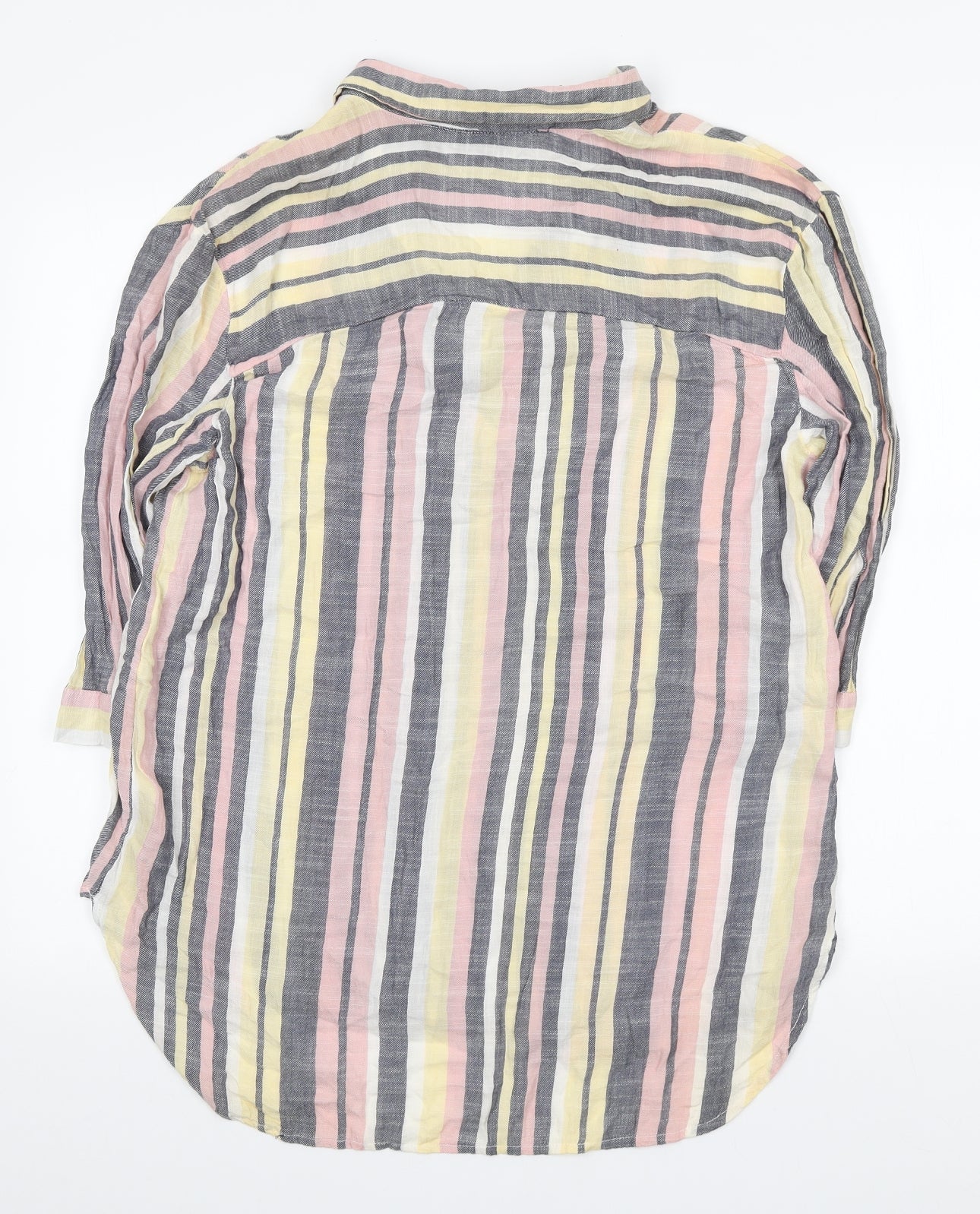 Nutmeg Womens Multicoloured Striped Viscose Basic Blouse Size 14 Collared
