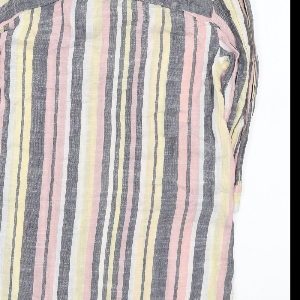 Nutmeg Womens Multicoloured Striped Viscose Basic Blouse Size 14 Collared