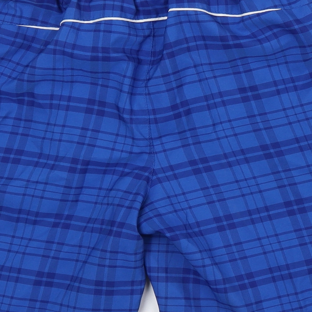 Slazenger Boys Blue Check Polyester Utility Shorts Size 11 Years Regular Drawstring - Logo print