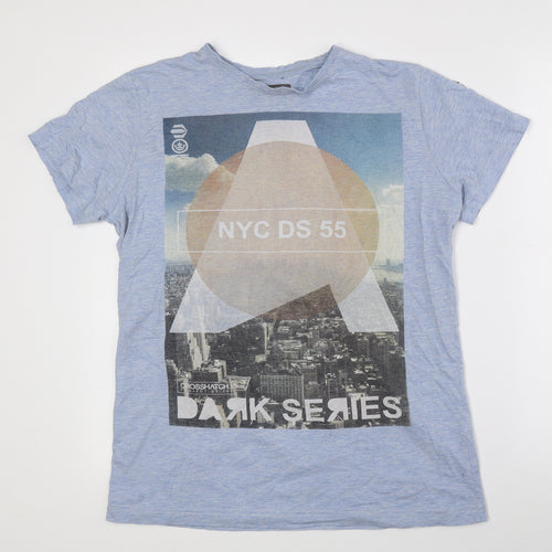 Crosshatch Mens Multicoloured Geometric Polyester T-Shirt Size S Crew Neck