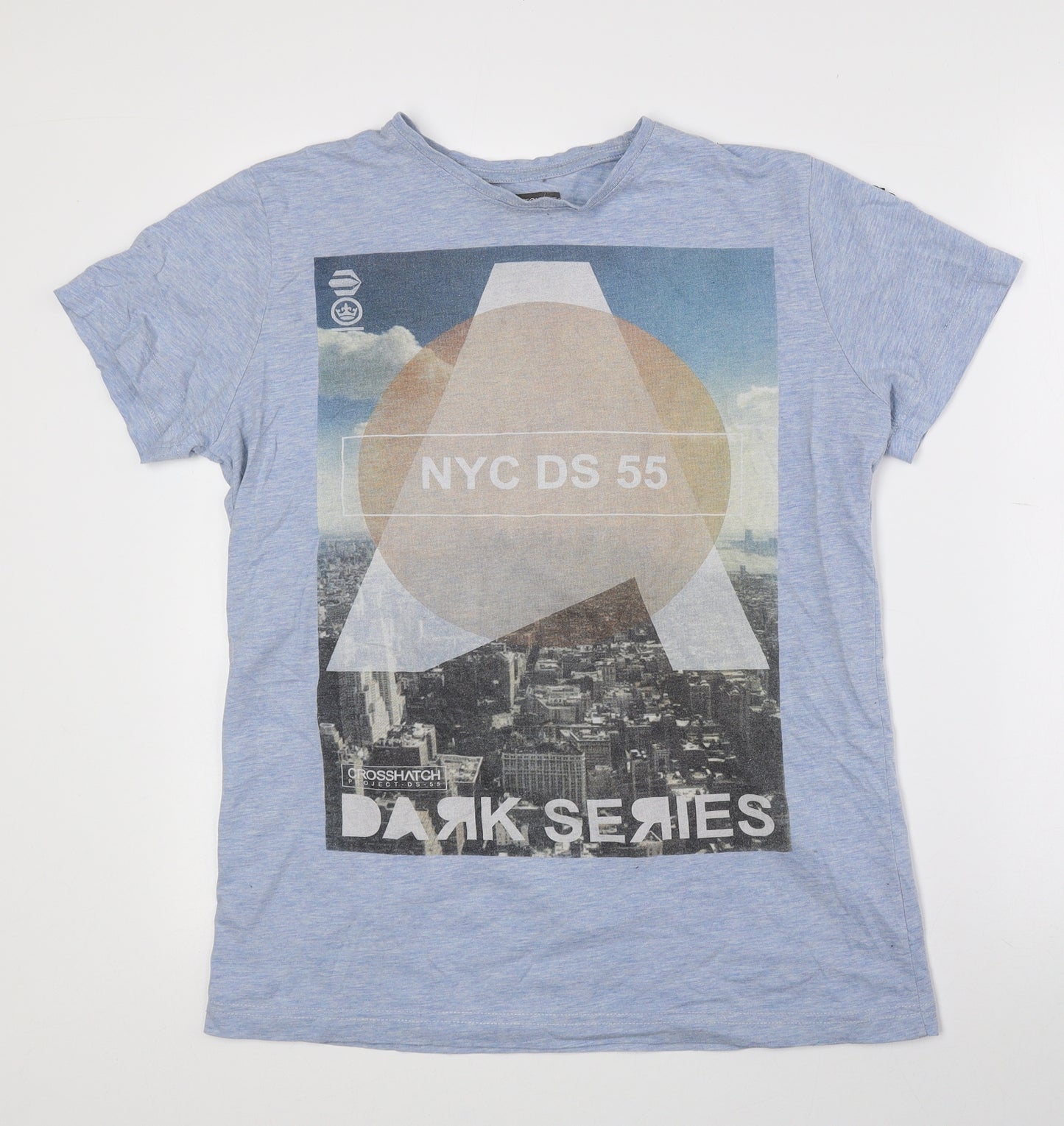 Crosshatch Mens Multicoloured Geometric Polyester T-Shirt Size S Crew Neck