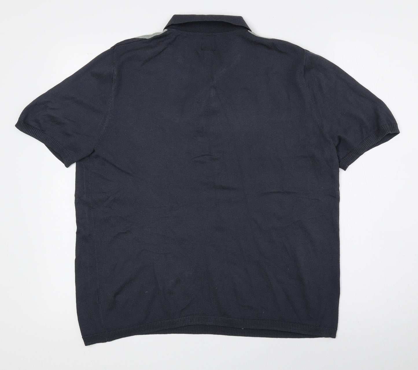 River Island Mens Multicoloured Geometric Polyester Polo Size L Collared Zip