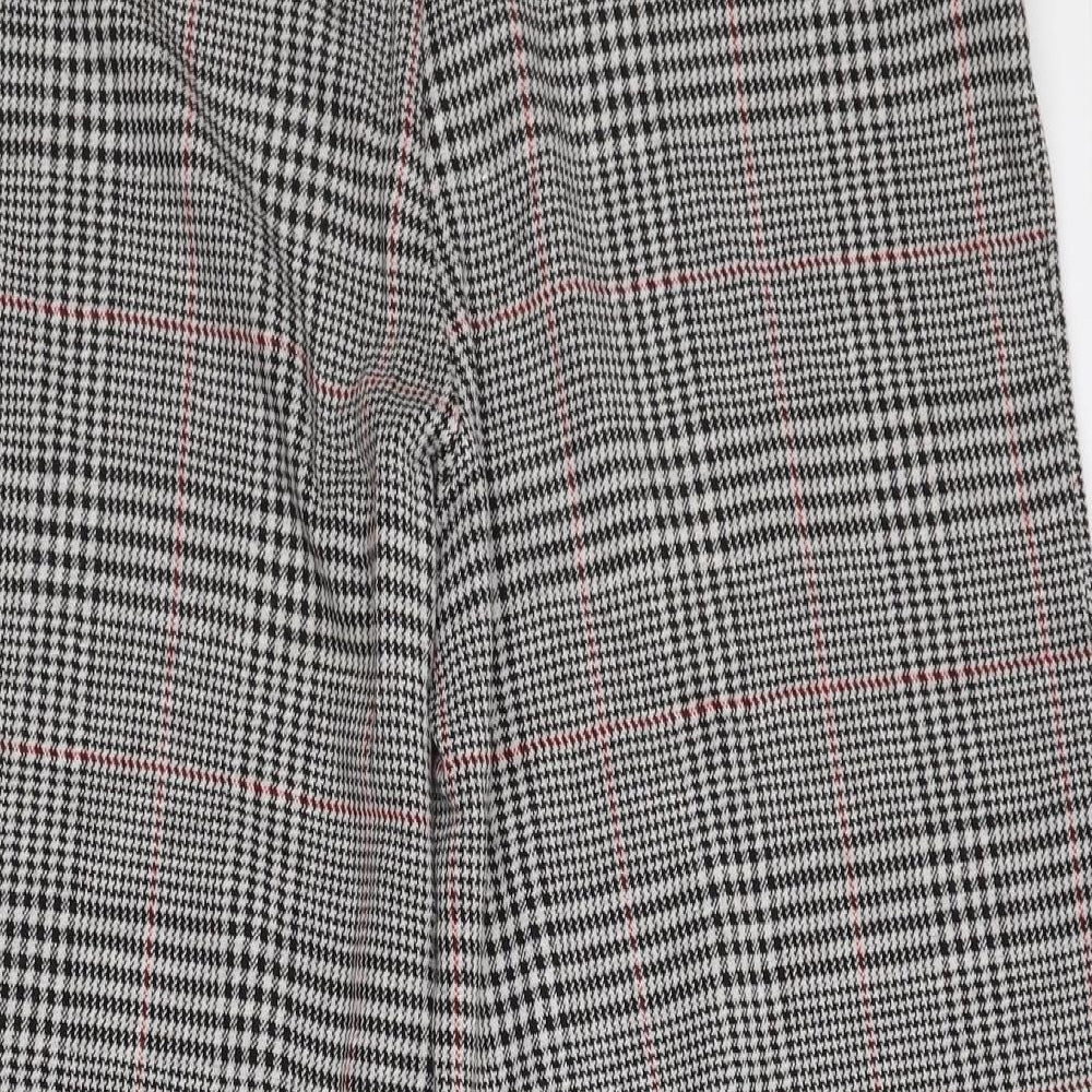 F&F Womens Multicoloured Plaid Polyester Cropped Trousers Size 14 L20.5 in Regular Button