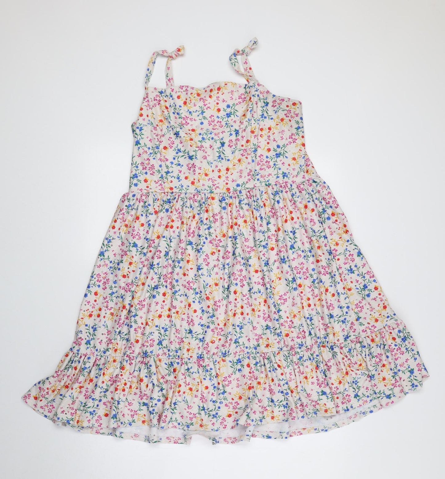 Boohoo Womens Multicoloured Floral Polyester Fit & Flare Size 18 Square Neck Pullover