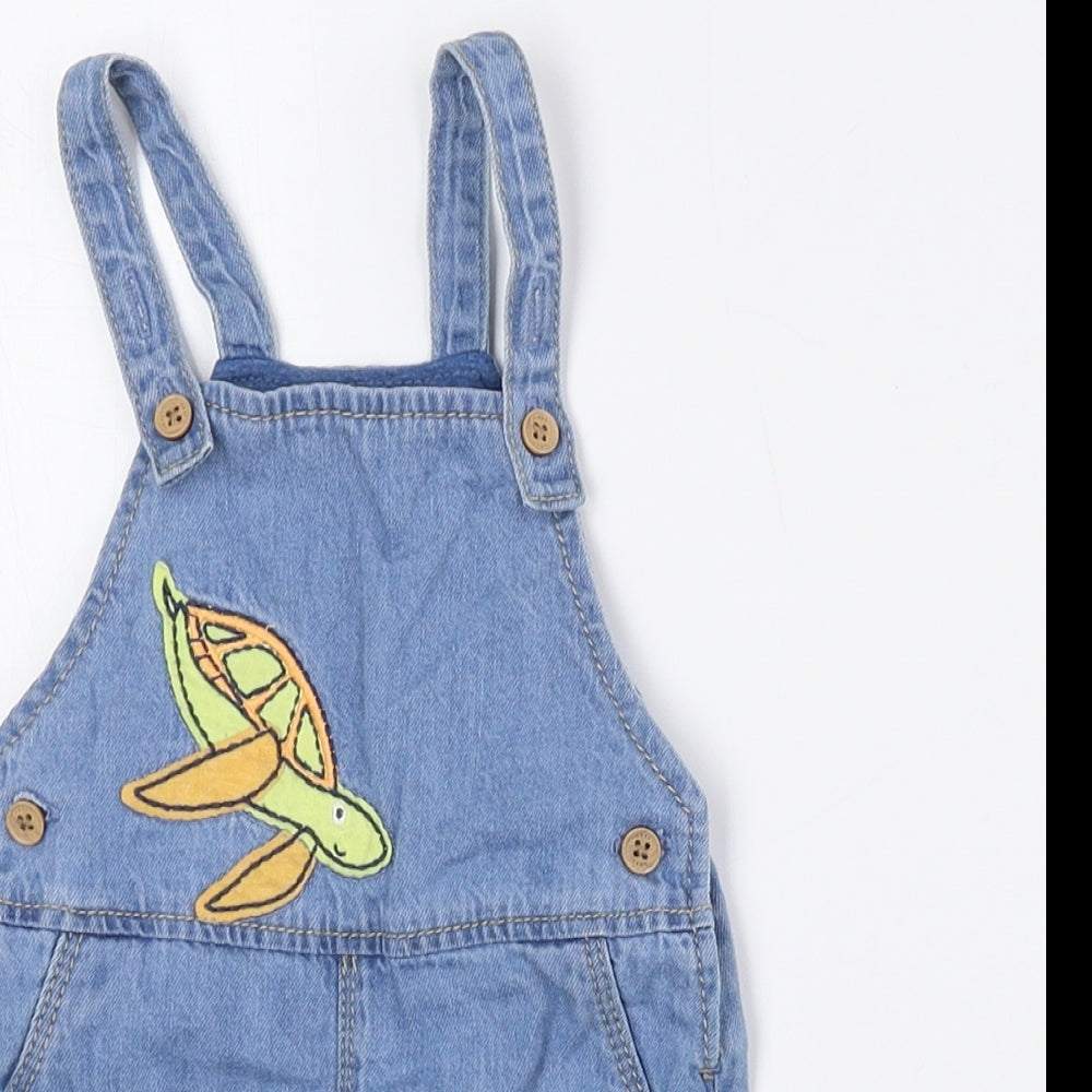 NEXT Multicoloured Animal Print 100% Cotton Dungaree One-Piece Size 0-3 Months Button - Sea Animals