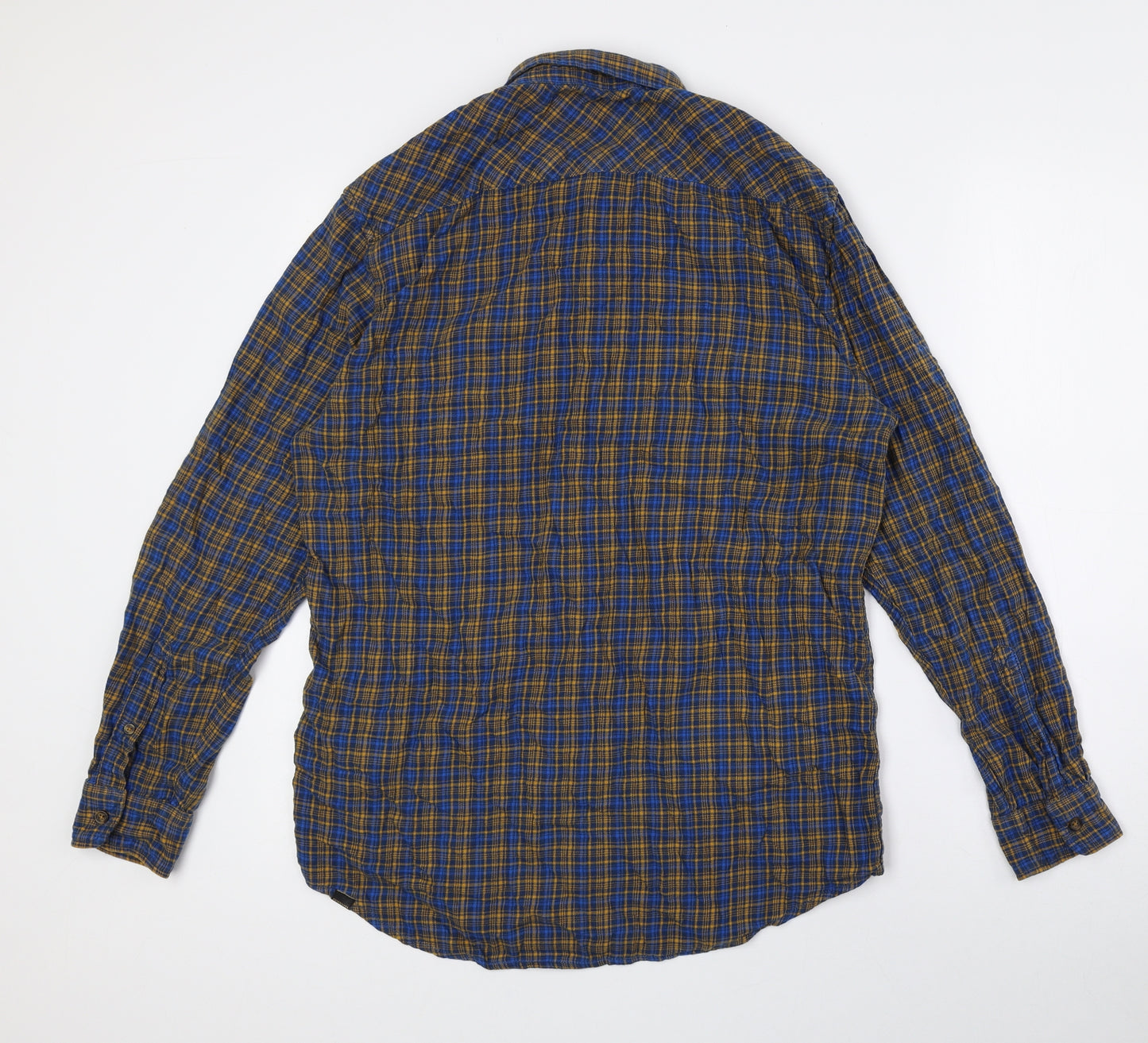 Quiksilver Mens Blue Plaid Cotton Button-Up Size M Collared Button