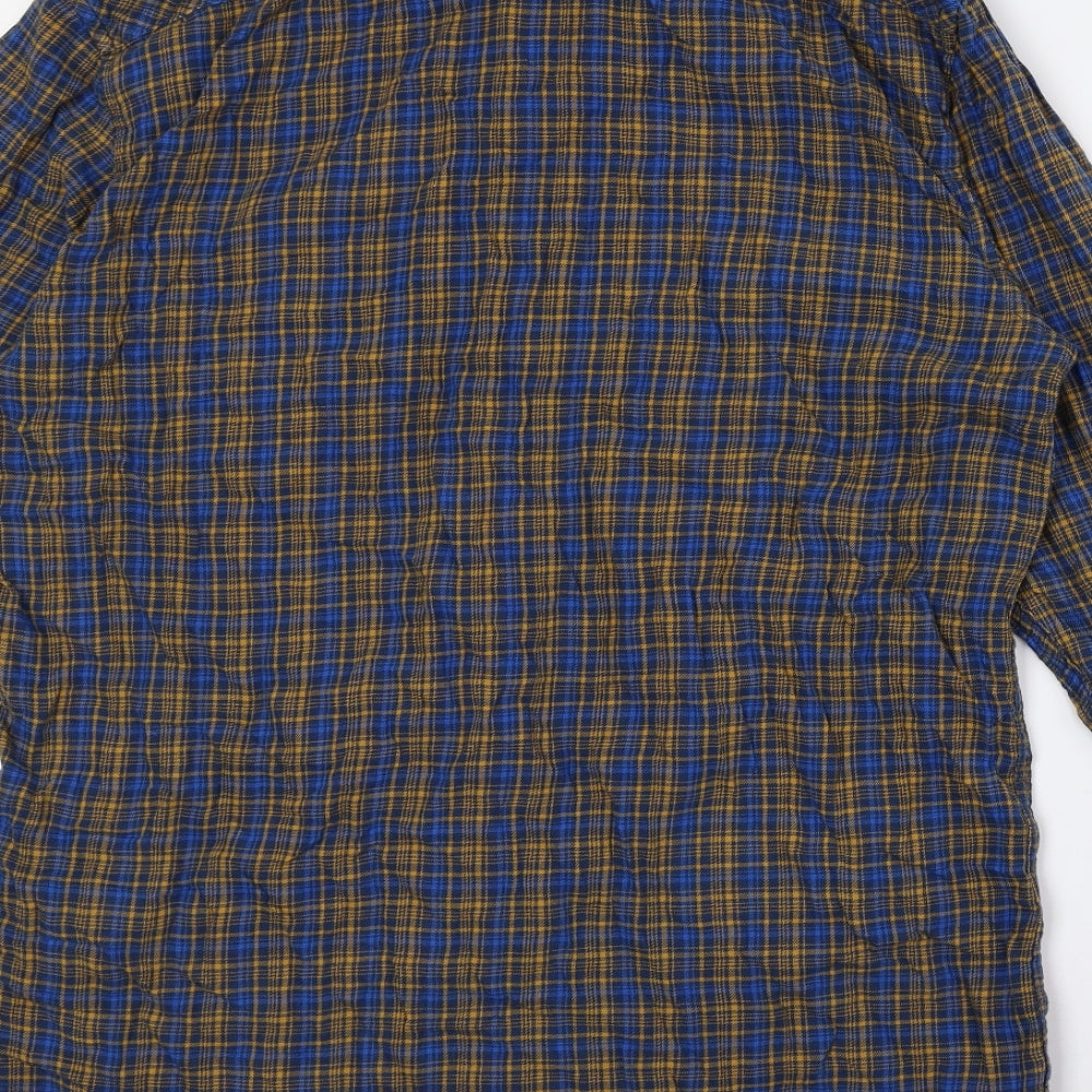 Quiksilver Mens Blue Plaid Cotton Button-Up Size M Collared Button