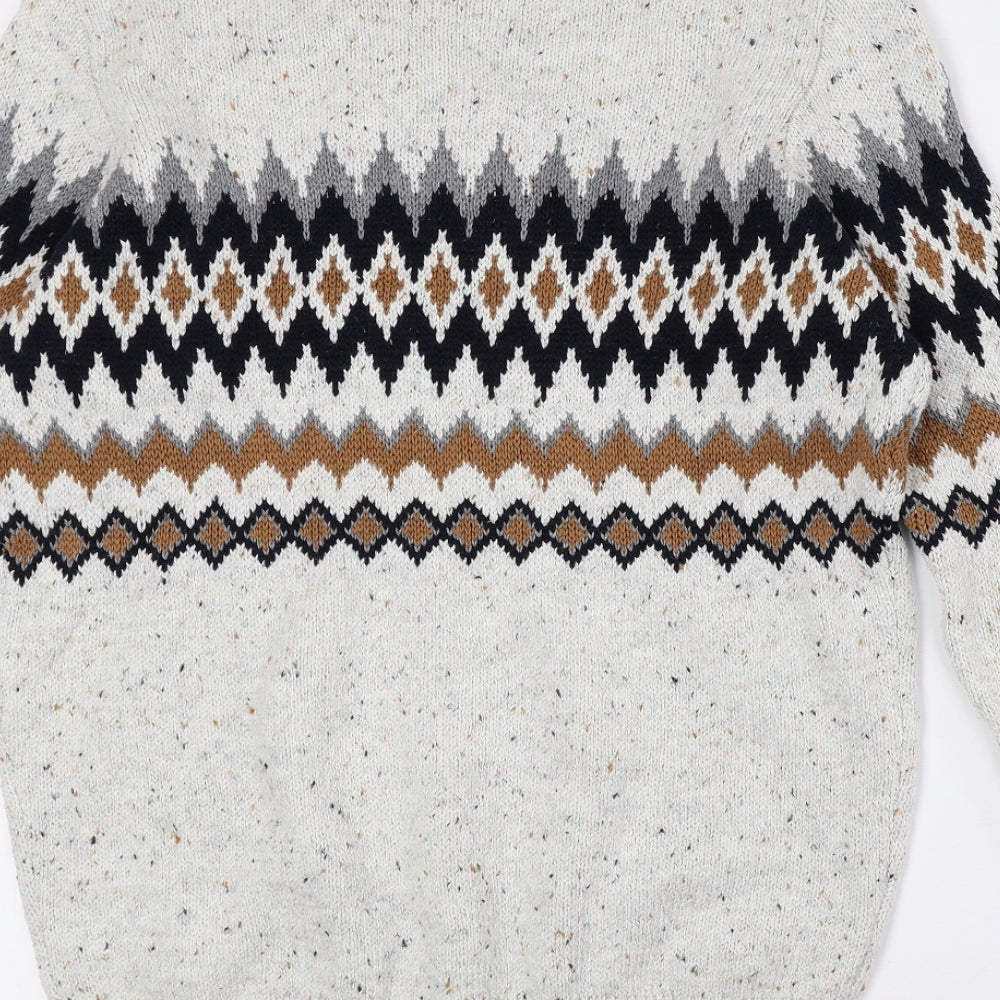 NEXT Mens Multicoloured Round Neck Argyle/Diamond Cotton Pullover Jumper Size M