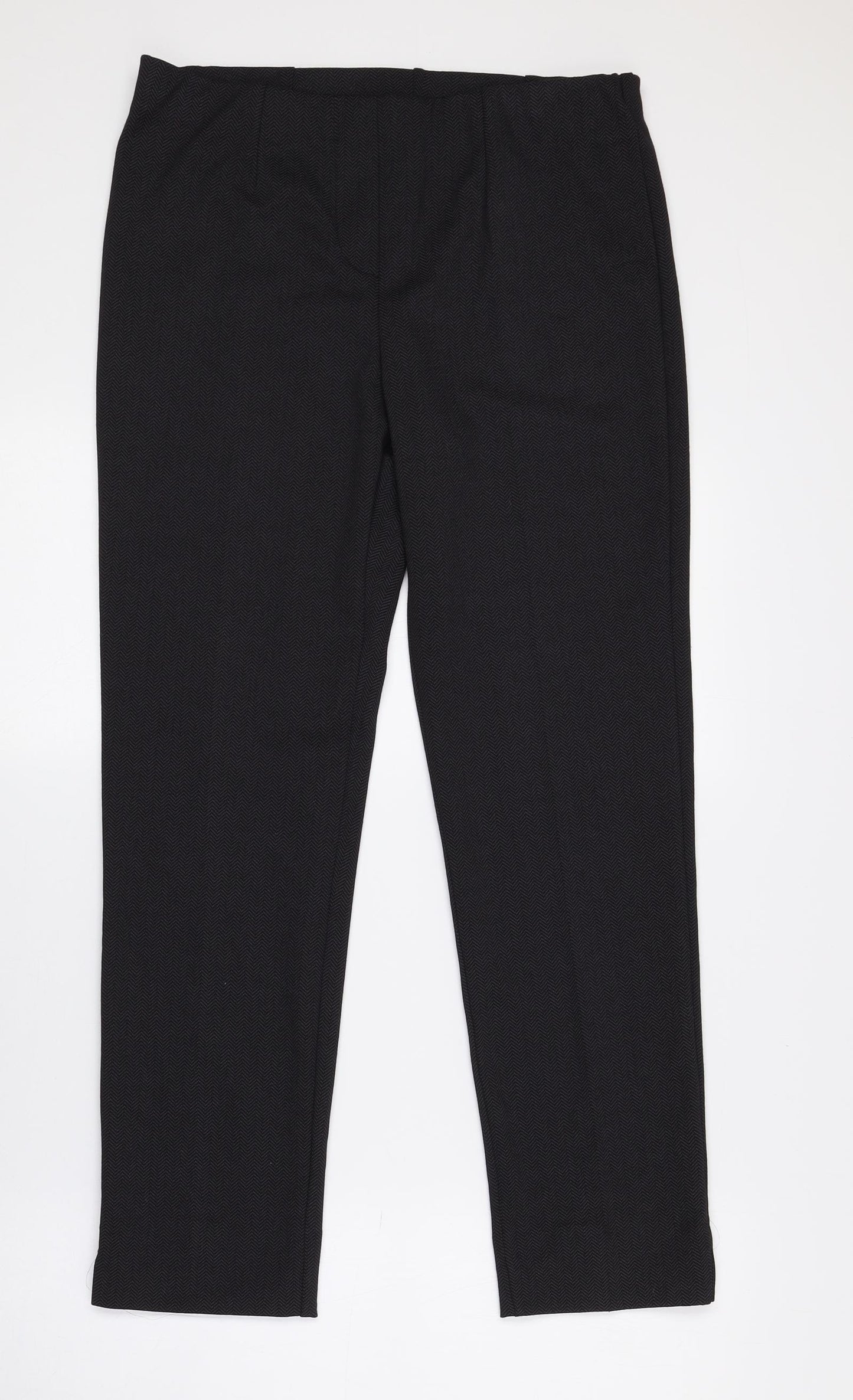 BASSINI Womens Black Herringbone Polyester Dress Pants Trousers Size 12 L27 in Regular