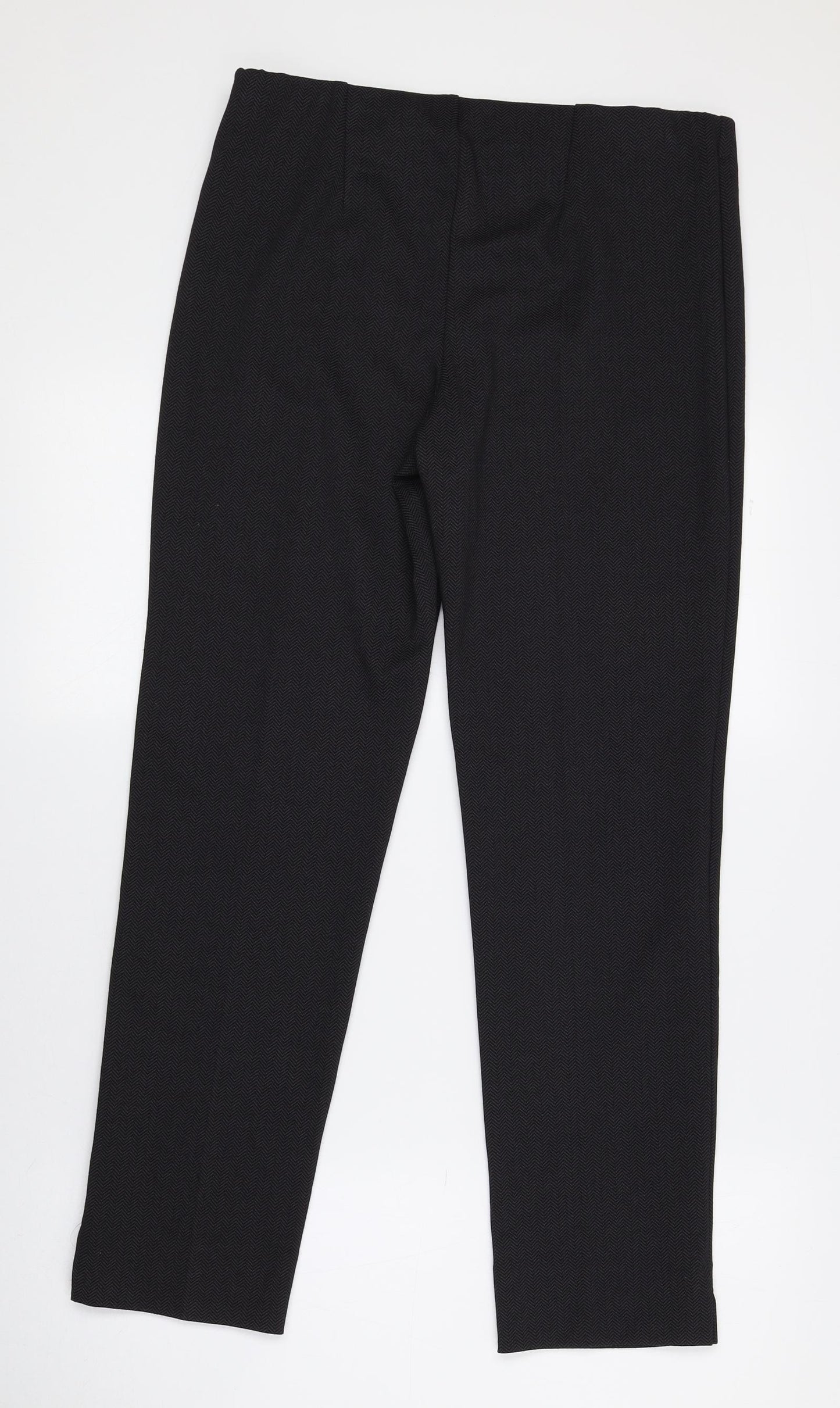 BASSINI Womens Black Herringbone Polyester Dress Pants Trousers Size 12 L27 in Regular