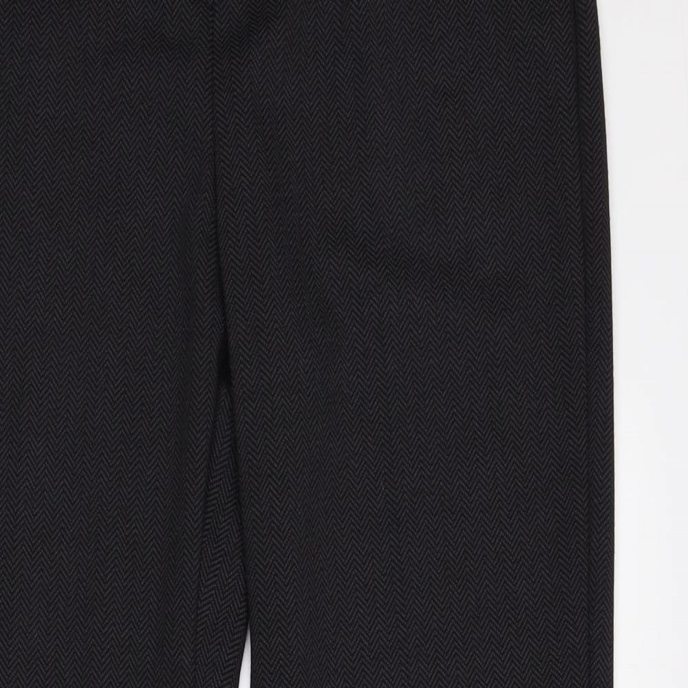 BASSINI Womens Black Herringbone Polyester Dress Pants Trousers Size 12 L27 in Regular