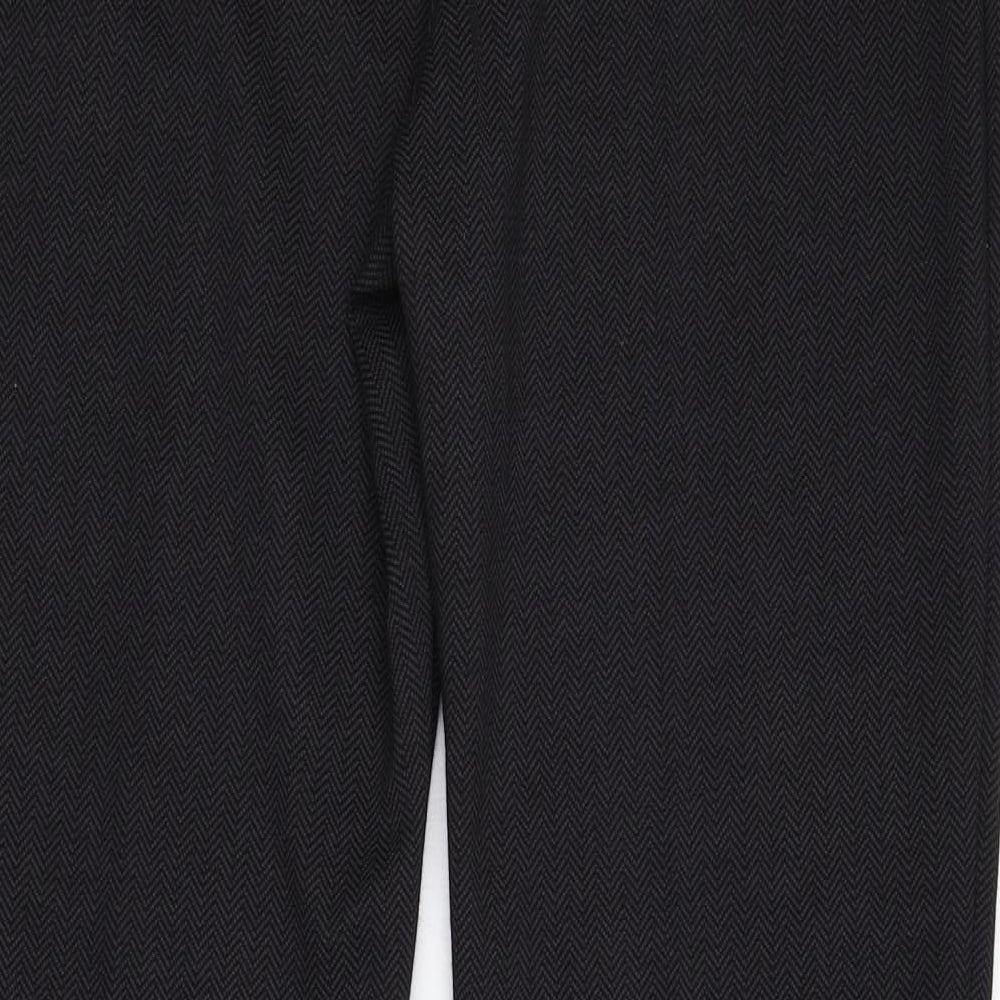 BASSINI Womens Black Herringbone Polyester Dress Pants Trousers Size 12 L27 in Regular