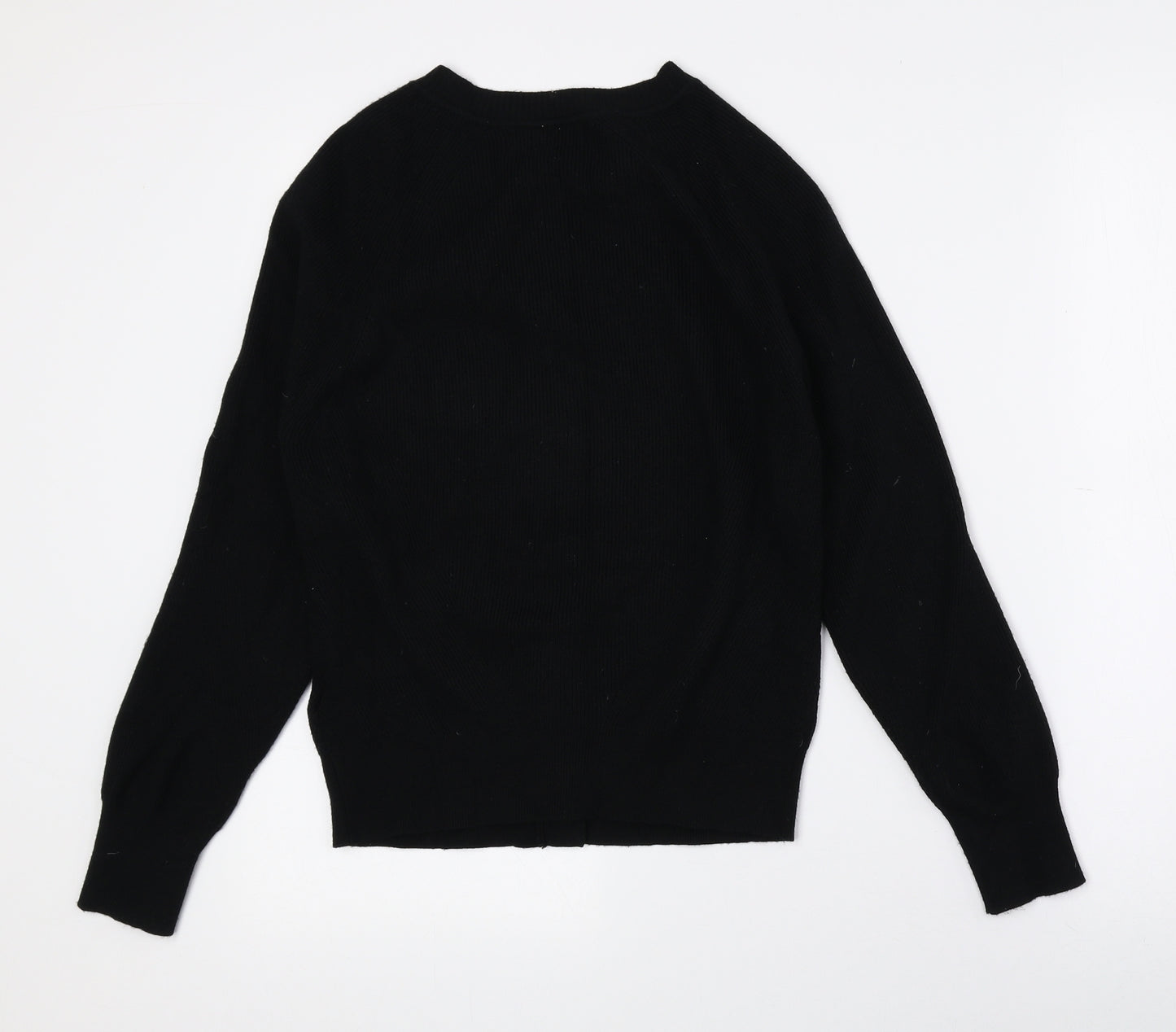 Marks and Spencer Womens Black Crew Neck Viscose Cardigan Jumper Size 10
