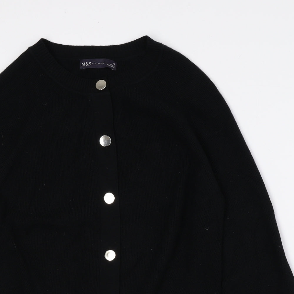 Marks and Spencer Womens Black Crew Neck Viscose Cardigan Jumper Size 10