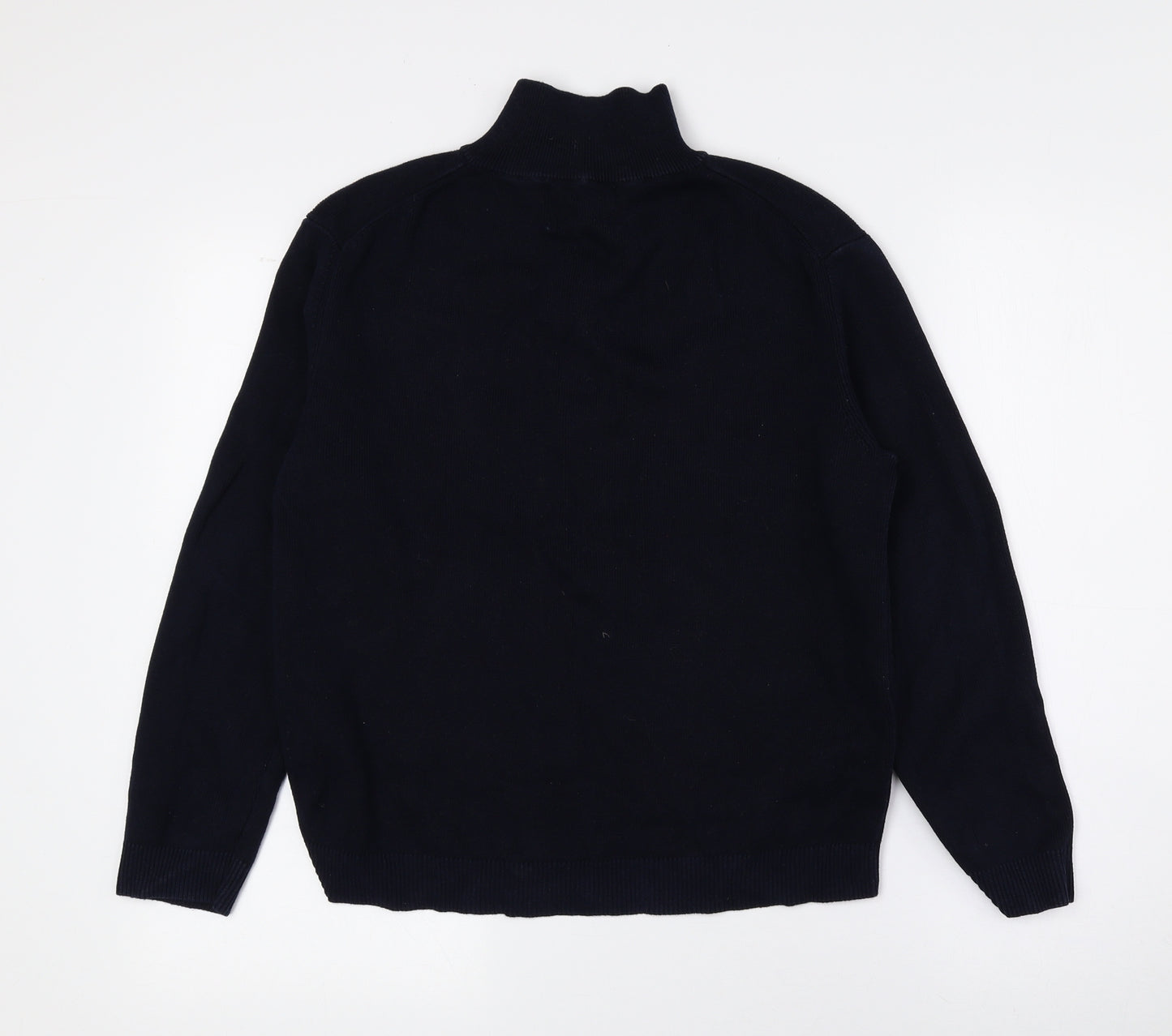 Zara Knit Boys Black High Neck 100% Cotton Pullover Jumper Size 11-12 Years Zip